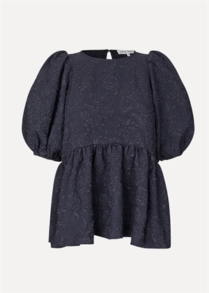 Stretch jacquard puff sleeve peplum bluse Garden Relief Stine Goya 